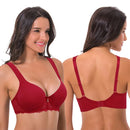 Foam Padded Bra & Pantie Embroidery Bras & Sheer Pants Lingerie Outfits (Red)