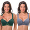 Foam Padded Bra & Pantie Embroidery Bras & Sheer Pants Lingerie Outfits (Green)