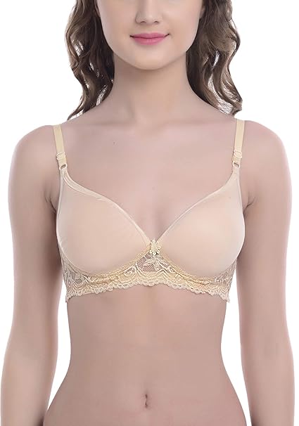 Foam Padded Bra & Pantie Embroidery Bras & Sheer Pants Lingerie Outfits (Pink)