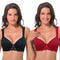 Foam Padded Bra & Pantie Embroidery Bras & Sheer Pants Lingerie Outfits (Red)