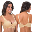 Foam Padded Bra & Pantie Embroidery Bras & Sheer Pants Lingerie Outfits (Skin)