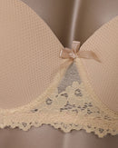 Foam Padded Bra & Pantie Embroidery Bras & Sheer Pants Lingerie Outfits (Skin)