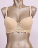 Foam Padded Bra & Pantie Embroidery Bras & Sheer Pants Lingerie Outfits (Skin)